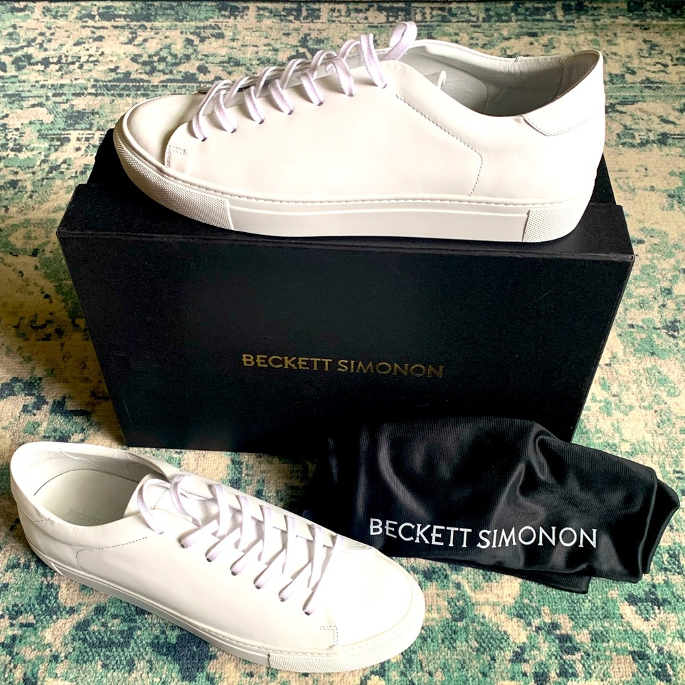 New- Beckett Simonon White Leather Sneaker